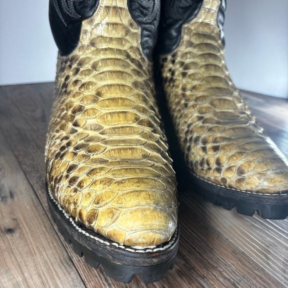 Ben Miller Boots Mens 10 Python Snakeskin Leather Western Round Toe Cowboy Rodeo - Picture 8 of 11